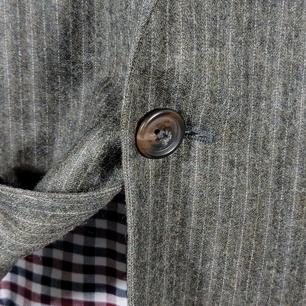 VTG Calvin Klein Mens Flannel Sport Coat Blazer Two Button Brown Striped Wool XL